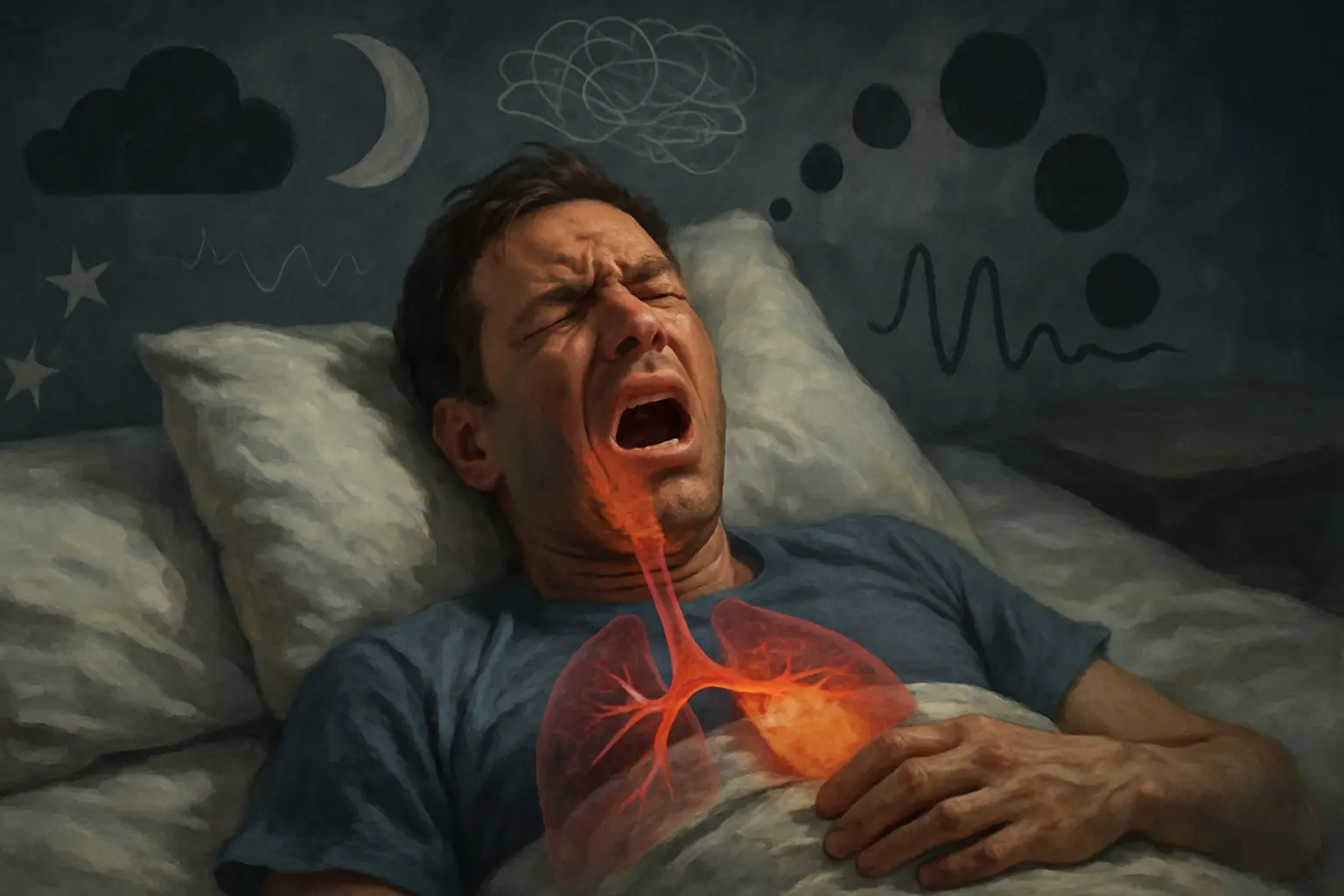Insomnia and Snoring - sleep disorders illustration