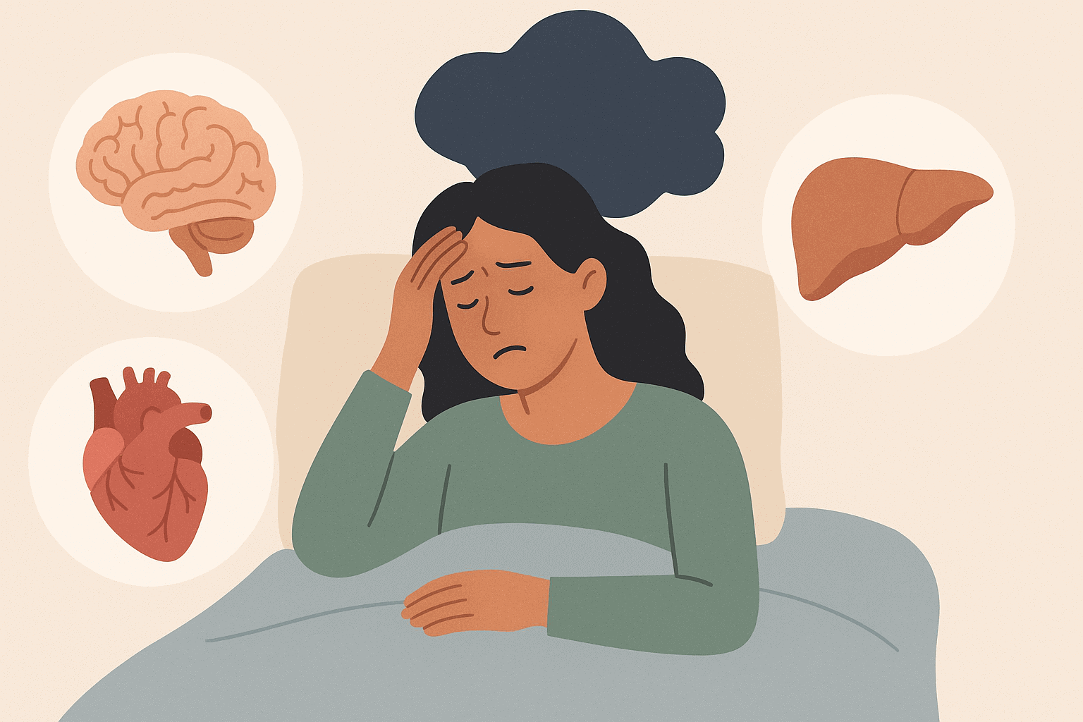The Effects of Chronic Insomnia on the Body's Major Organs - Sleep health article illustration