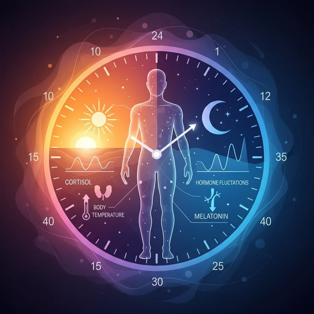 Beautiful illustration of circadian rhythm with 24-hour cycle