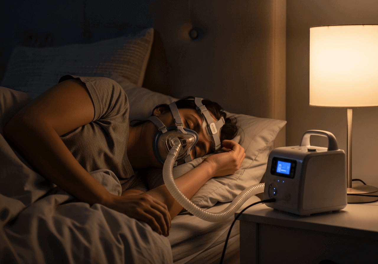 Person using CPAP machine