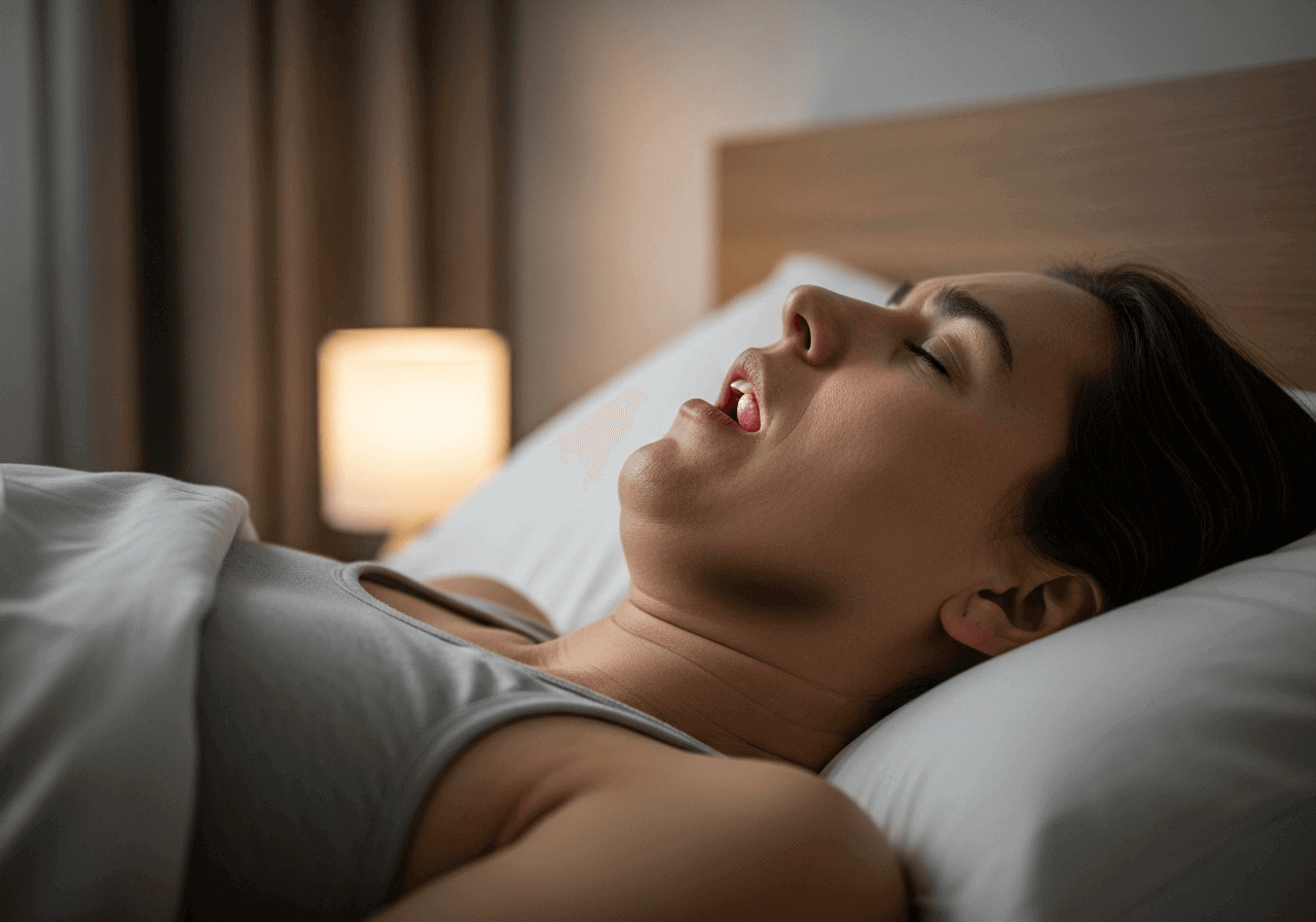 Person snoring in bed