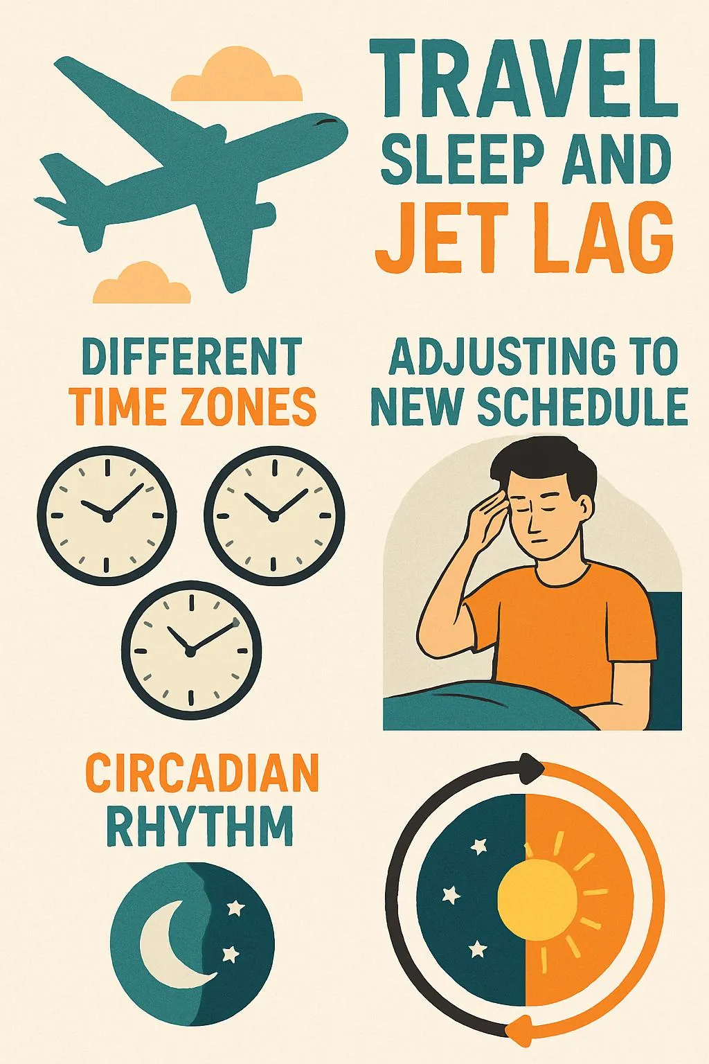 Travel Sleep: How to Beat Jet Lag Quickly - sleep health article illustration