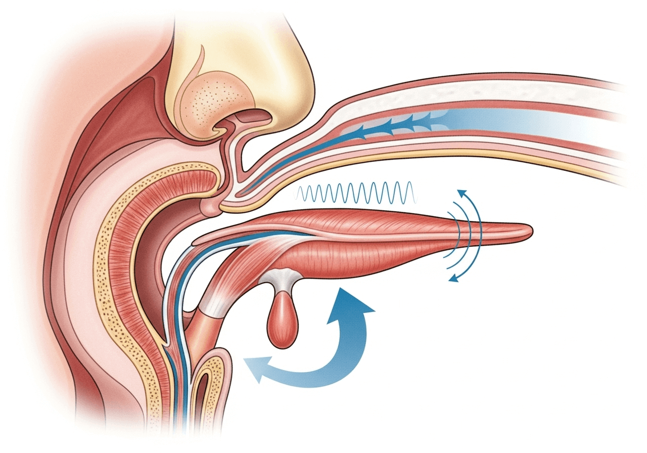 Medical illustration of upper airway
